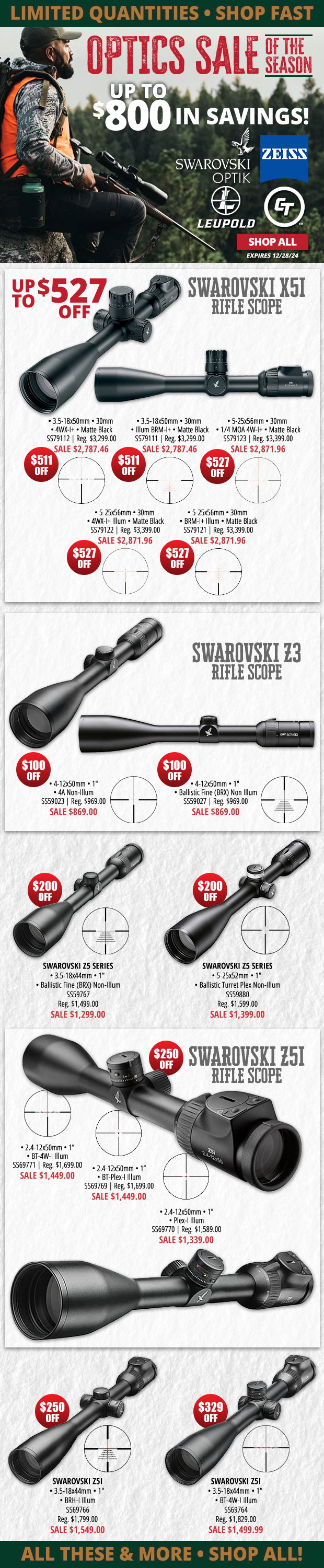 Optics Sale of the Season with Up to $800 in Savings!