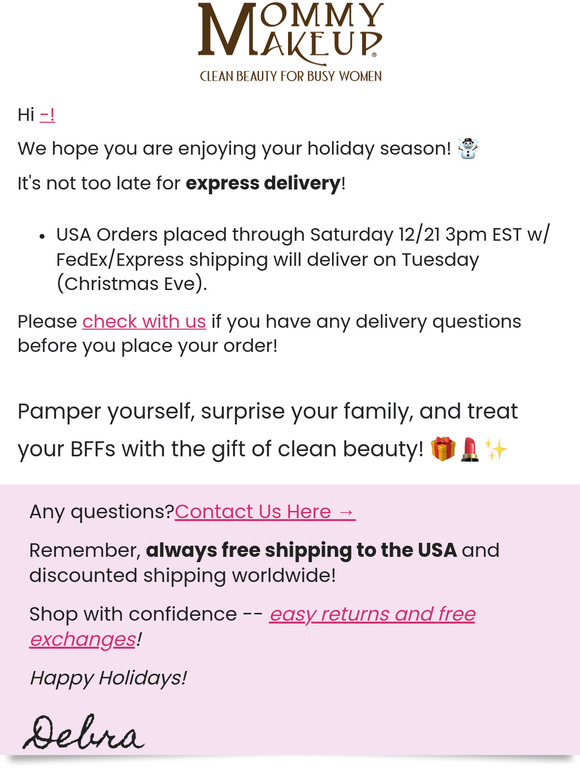 —, Last Chance for Christmas Eve Delivery!