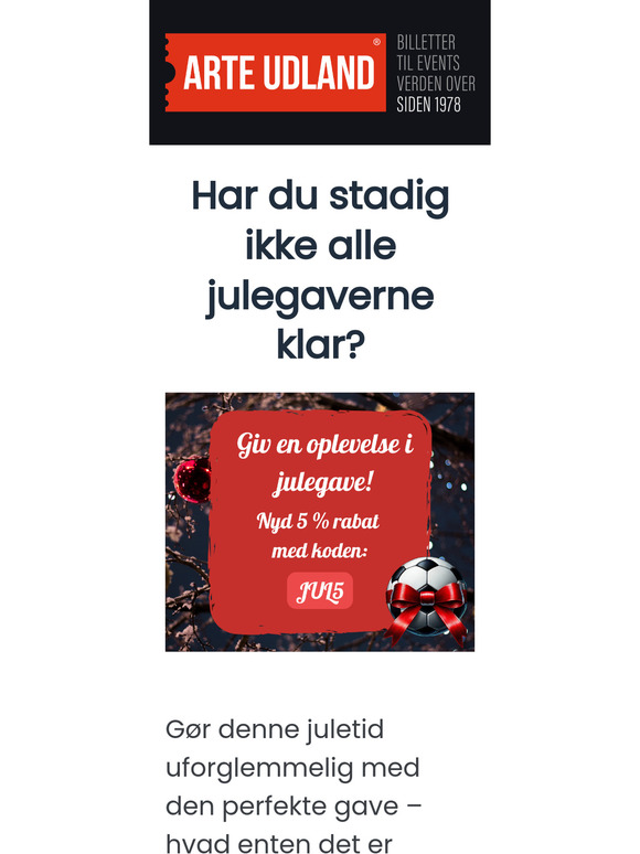 Giv en uforglemmelig oplevelse i julegave – spar med vores juletilbud! 🎄⚽🎁