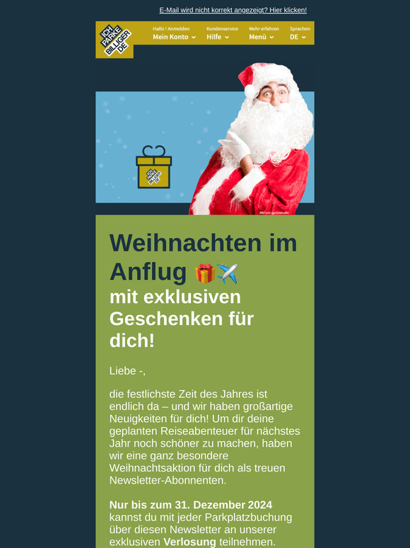 🎁✈️ Weihnachtsgeschenke im Anflug: Wir verlosen GRATIS Parkplätze am Flughafen!