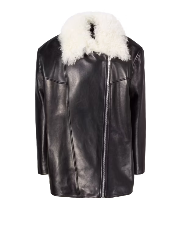 Lederjacke mit Kunstfell Schwarz