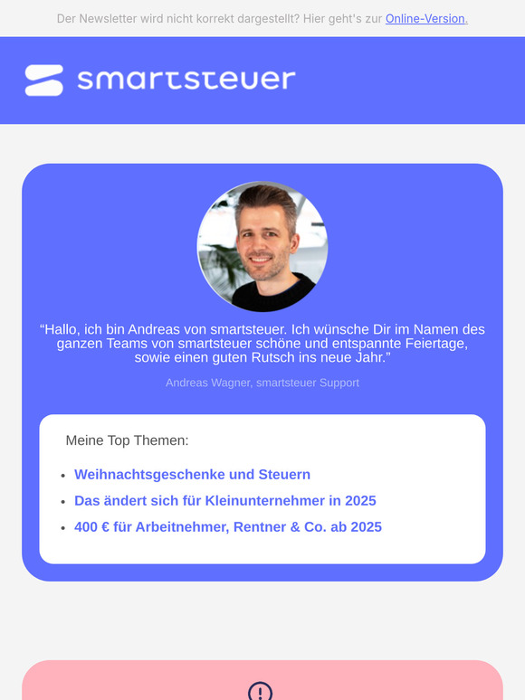 smartsteuer wünscht frohe Feiertage