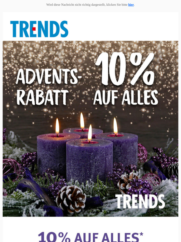Nur heute: Advents-Rabatt bei TRENDS - 10% AUF ALLES