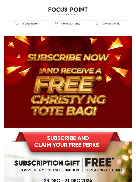 Subscribe Now and Receive a FREE Christy Ng Tote Bag!