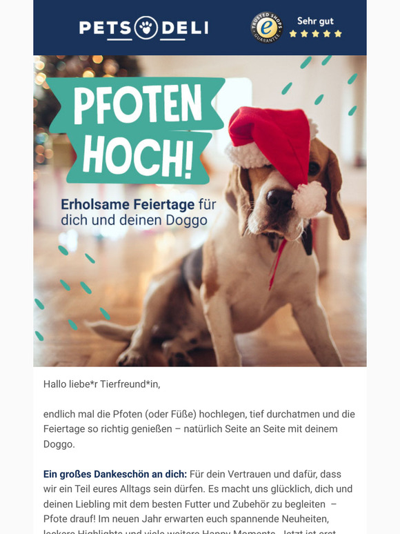Liebe*r Tierfreund*in, wir wünschen dir & deinem Doggo erholsame Feiertage!