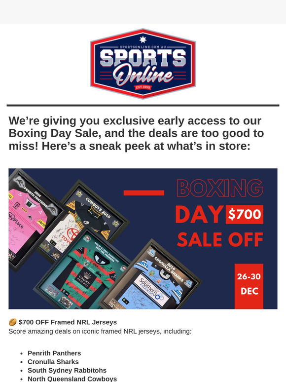 🎉 Exclusive Pre-Access: Boxing Day Sale + Unbeatable Deals on Signed Memorabilia 🏉