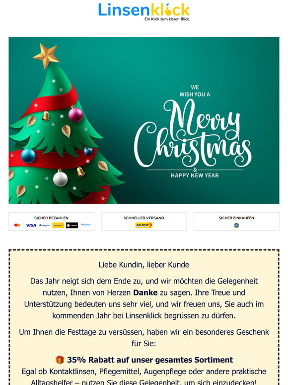 🎄 Frohe Weihnachten & 35% Rabatt auf alles – Danke für Ihre Treue!