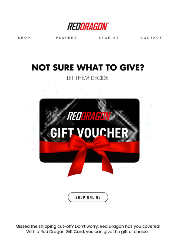🎯 Last-Minute? No Problem – Give a Red Dragon Gift Card!
