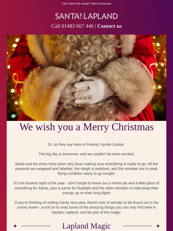 Merry Christmas from all at Santa’s Lapland 🎅
