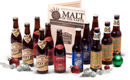 craft beer bottles and christmas ornaments