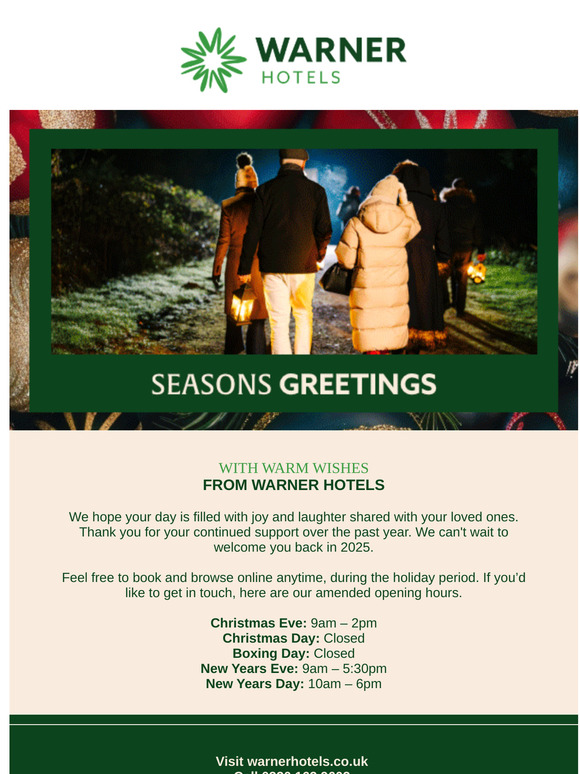 Merry Christmas from us at Warner Hotels 🎄