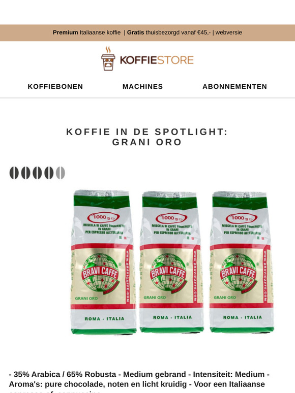 Korting op 3kg Grani Oro koffiepakket☕