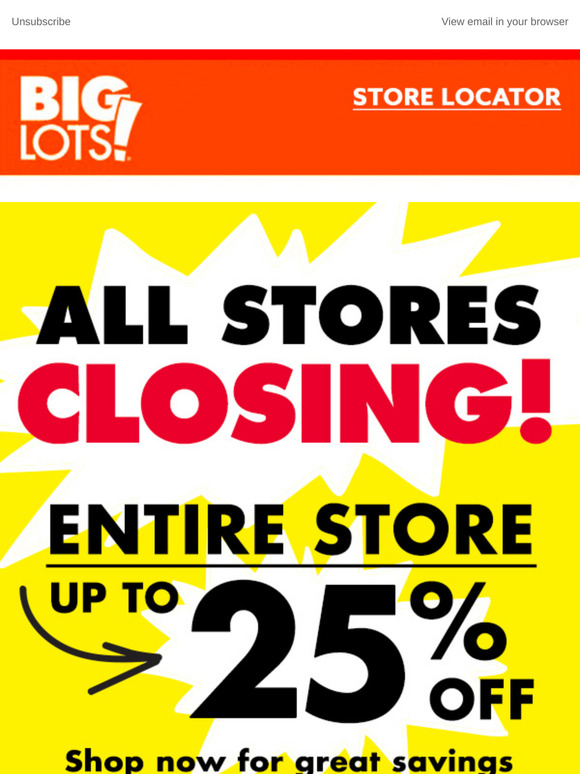 Big Lots Don’t Wait Store Closing Deals Are Here! Milled