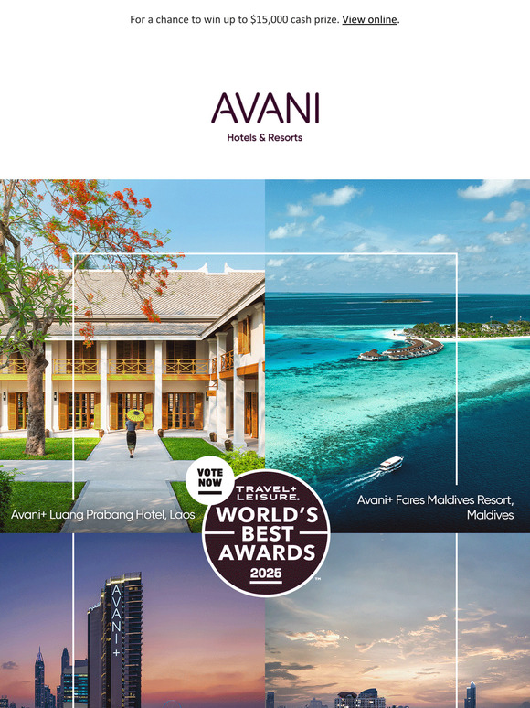 Vote for Avani - T+L World’s Best Awards 2025