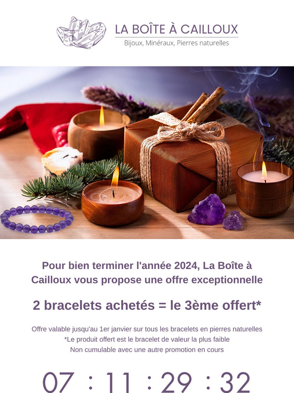 Pour terminer l'année en beauté !  2 bracelets achetés le 3ème offert jusqu'au 1er janvier