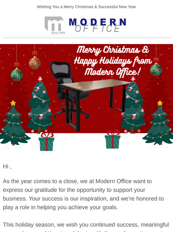 Warm Holiday Wishes from Modern Office