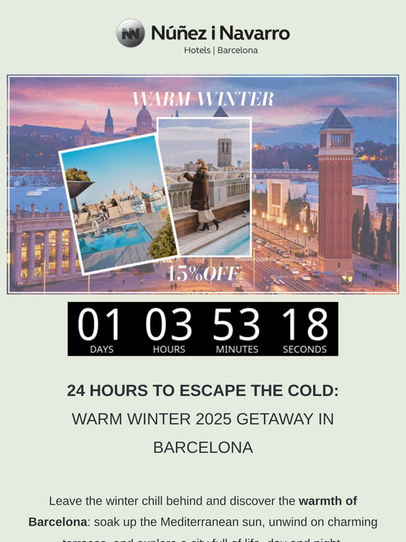 Flash deal: Escape the cold today – and get 15% off! ☀️