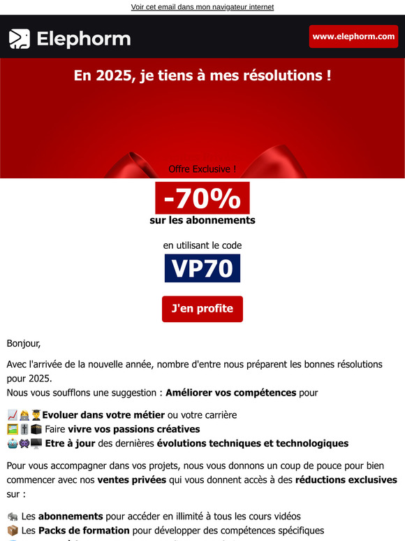 Bonne résolution 2025 : Formez-vous à petit prix avec les ventes privées d'Elephorm
