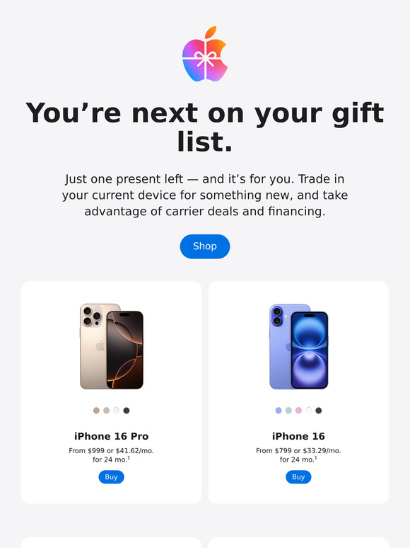 🥰 Gift yourself the latest from Apple.