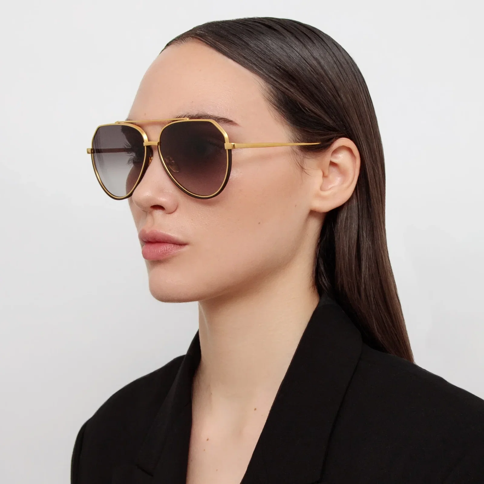Image of Bayer Aviator Sunglasses in Yellow Gold