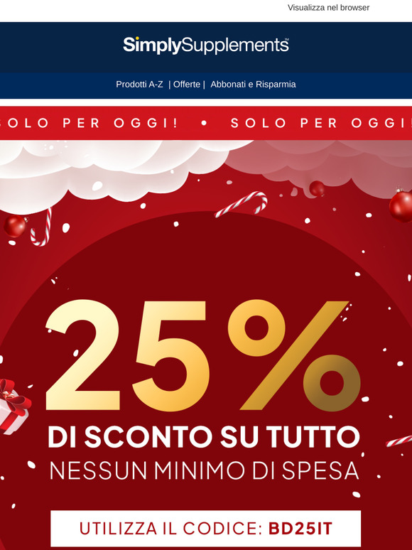 UN REGALO IN RITARDO DA NOI PER VOI! 25% DI  SCONTO