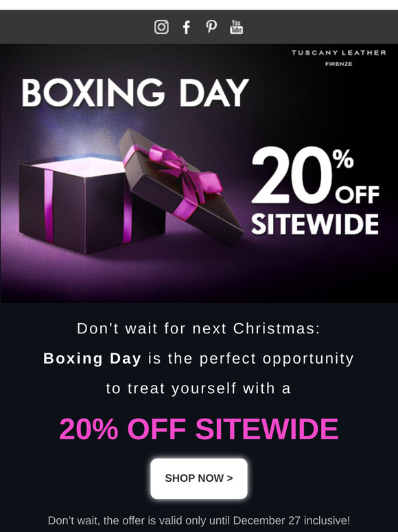 🛍️ Celebrate Boxing Day with 20% off everything!