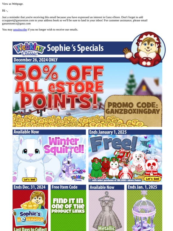 Save 50% on All eStore Points!