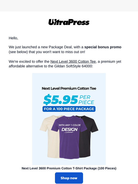 New custom t-shirt Package Deal, hot off the press