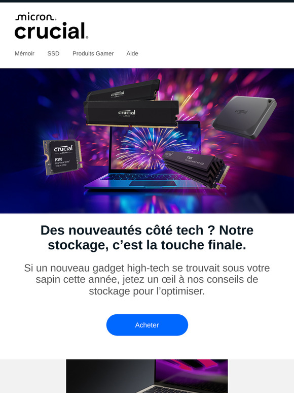 Un stockage Crucial à combiner avec vos nouveaux périphériques