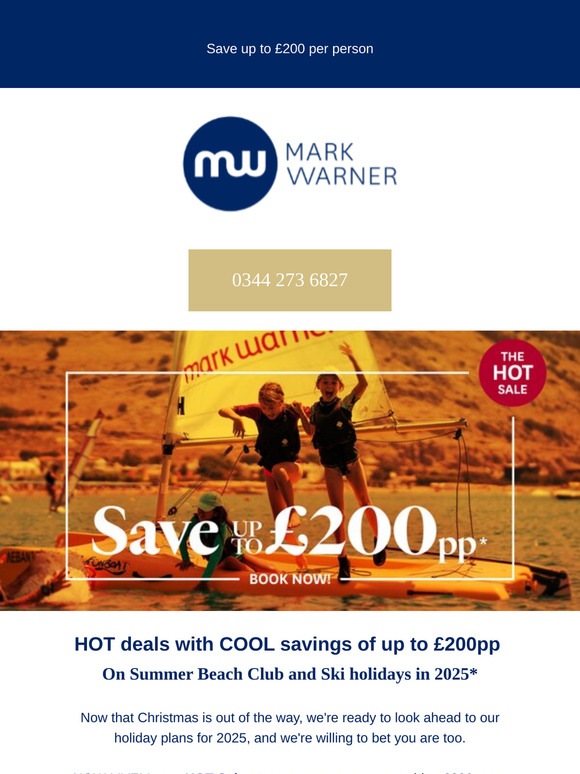 Sale launches today! Save up to £200pp on Summer Beach club and Ski Holidays