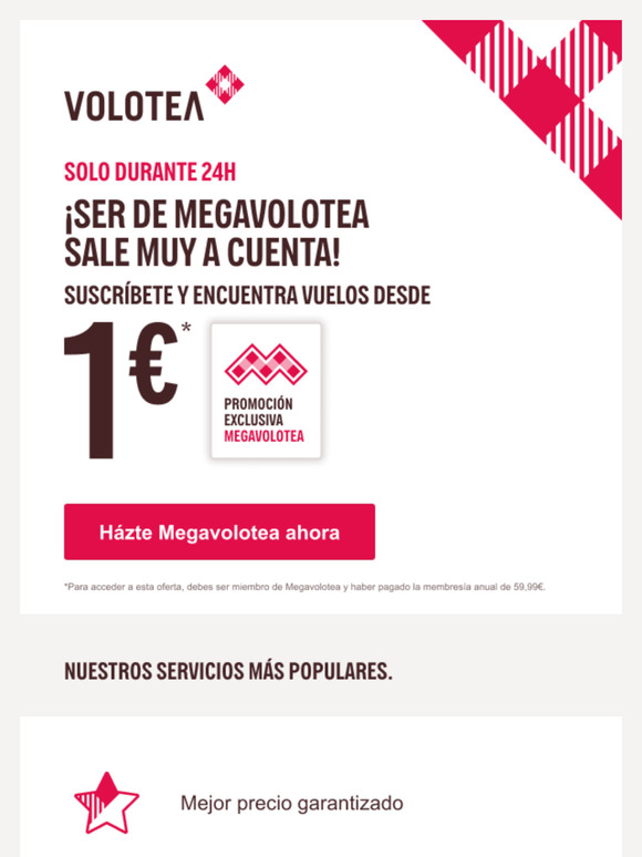 ¿Quieres volar desde 1€? Suscríbete a Megavolotea hoy