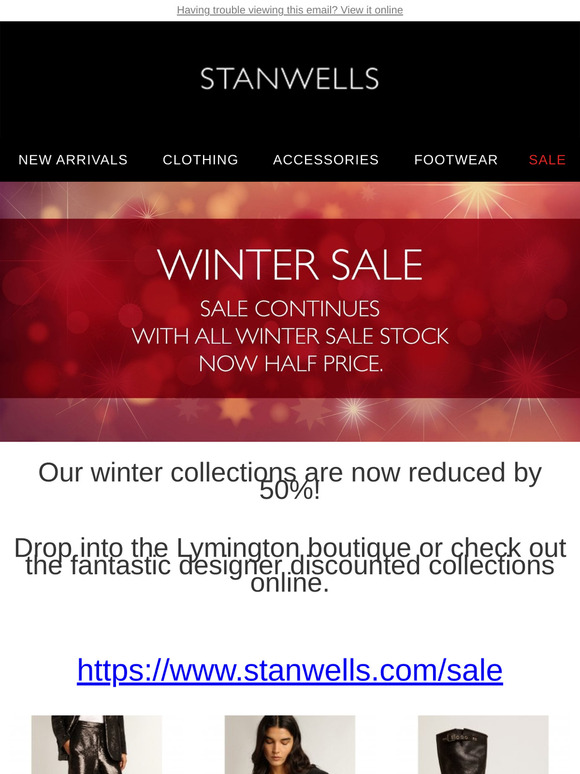 Autumn/Winter Sale Stock Now Half Price!