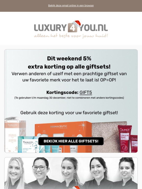 Dit weekend: 5% extra korting op alle giftsets!