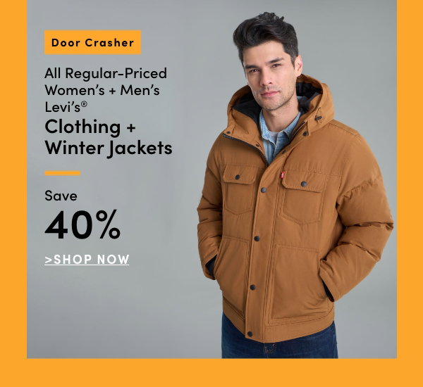 Door Crasher All Regular-Priced Women's + Men's Levi's Clothing + Winter Jackets Save 40%