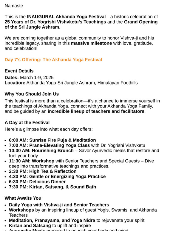 Day 7: the Akhanda Yoga Festival