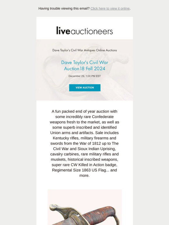 LiveAuctioneers Dave Taylor's Civil War Auction Milled