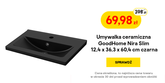 Umywalka ceramiczna GoodHome Nira Slim 12,4 x 36,3 x 60,4 cm czarna