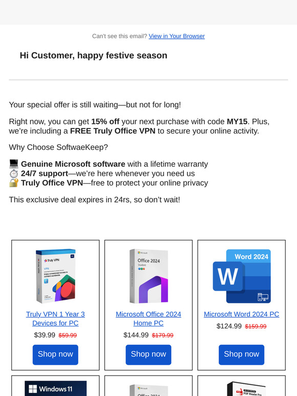 Your 15% Off + Free VPN Ends Soon!🎁