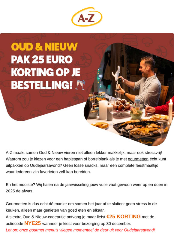 Pak €25 korting op je bestelling voor Oud & Nieuw! 🎁