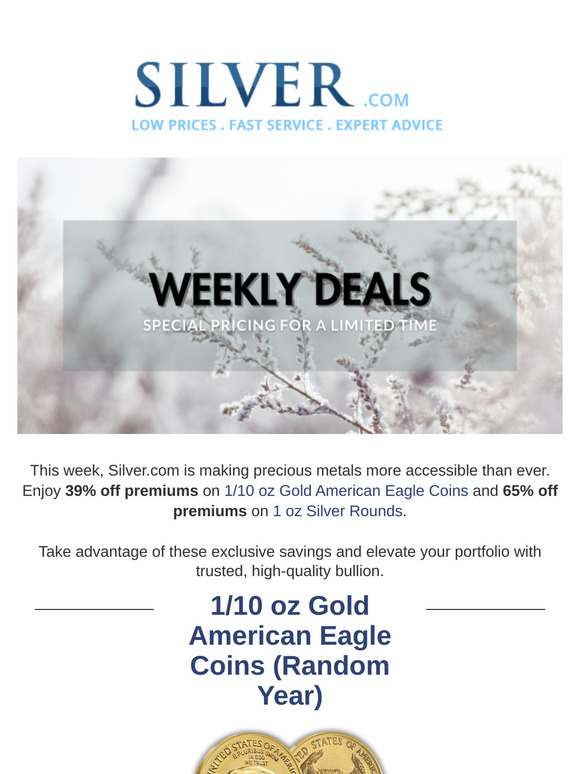 Up to 65% Off Premiums on Gold Eagles and Silver Rounds