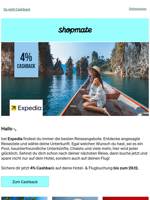 4% Cashback bei Expedia