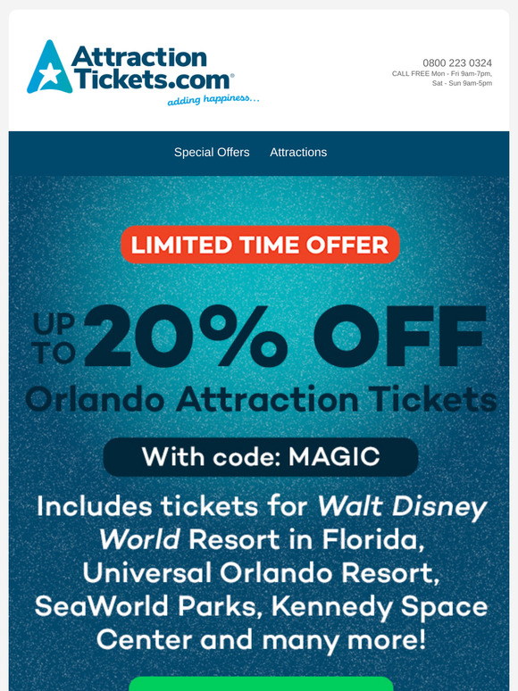 🔥 Up to 20% OFF Orlando Attraction Tickets