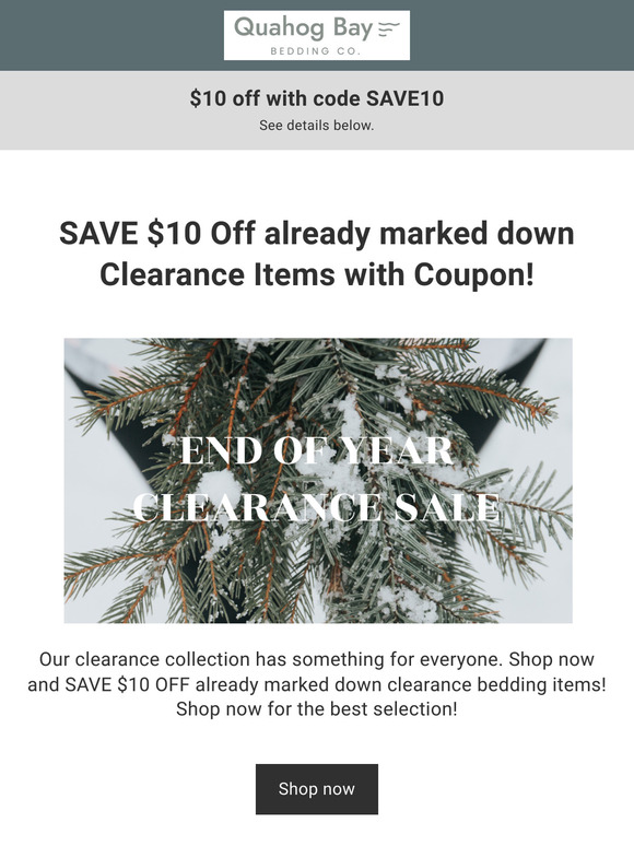 End of Year SALE! Take $10 Off Already Marked Down Clearance Items!