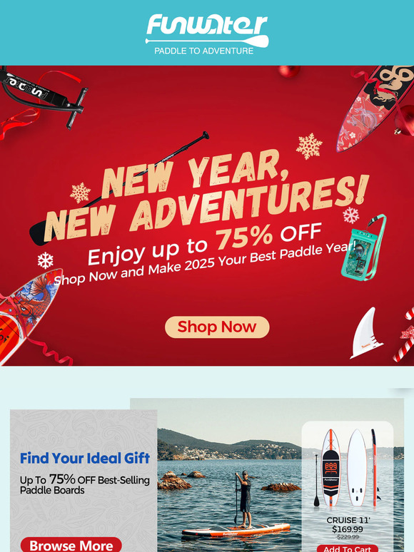 🎉New Year Sale: Paddle Boards 75% OFF!