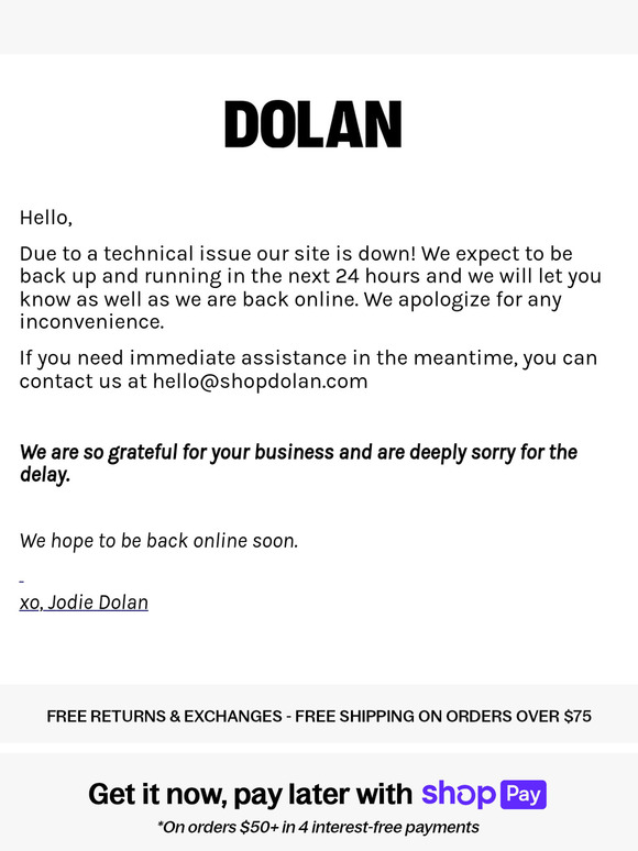 Our Website is Down!