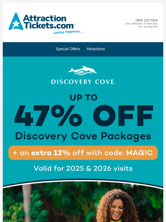 🌴Save up to 47% on Discovery Cove Tickets!
