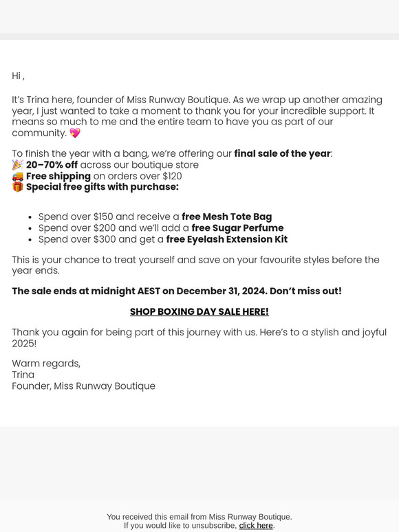 Thank You for an Incredible Year + Our Final Sale 🎉