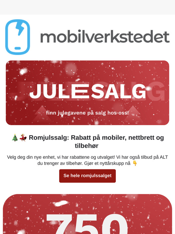 💃🏼🎄 Romjulssalg: 500 kr avslag på nettbrett og 750 kr avslag på mobiler