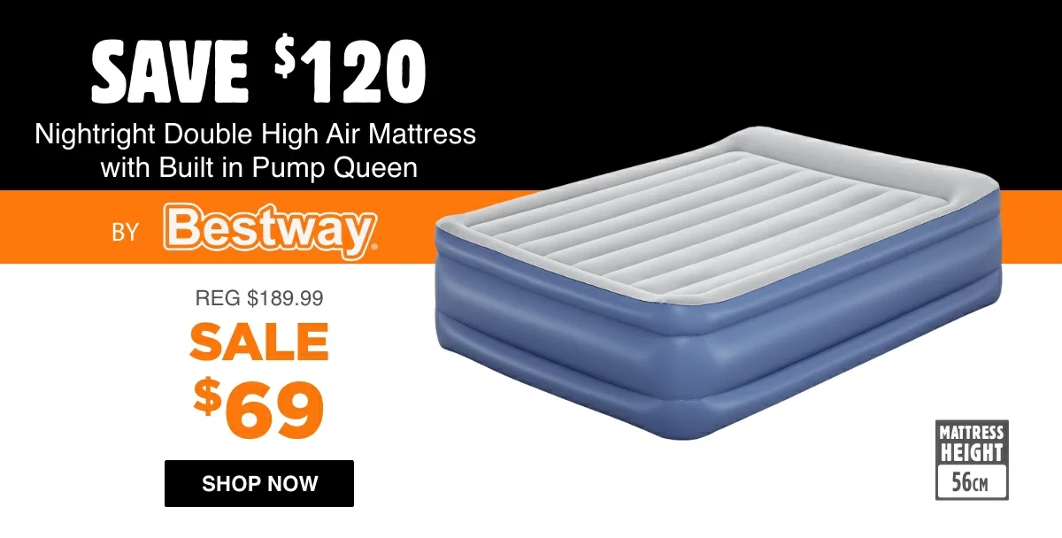 Nightright Double High air Mattress with Built in Pump Queen by Bestway