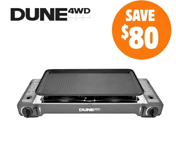Dune 4WD Double Burner Butane Stove with Hot Plate